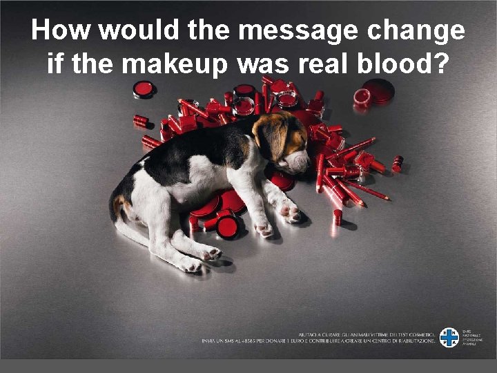How would the message change if the makeup was real blood? How would the message change if the makeup was real blood?