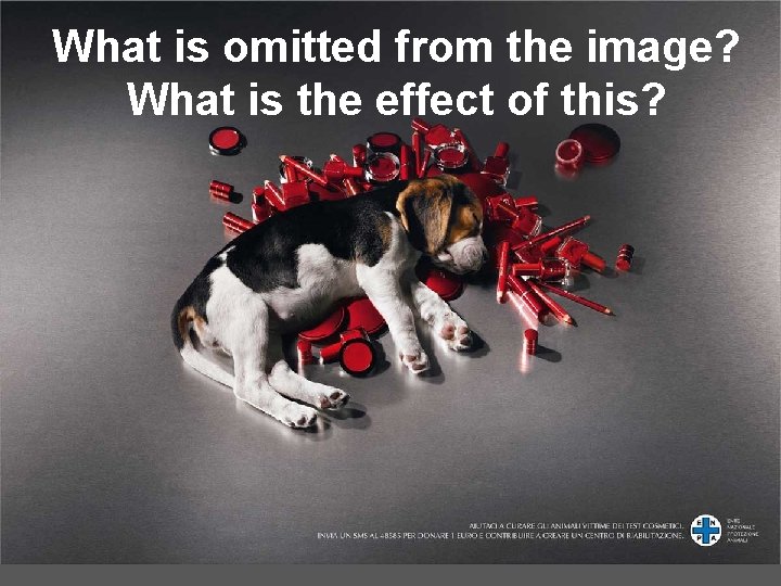 What is omitted from the image? What is the effect of this? What is omitted from the image? What is the effect of this?