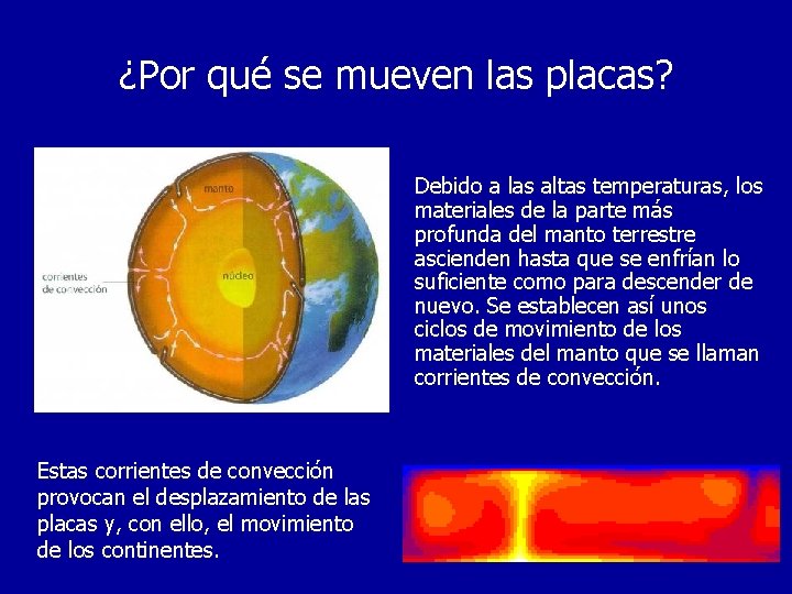 ¿Por qué se mueven las placas? Debido a las altas temperaturas, los materiales de