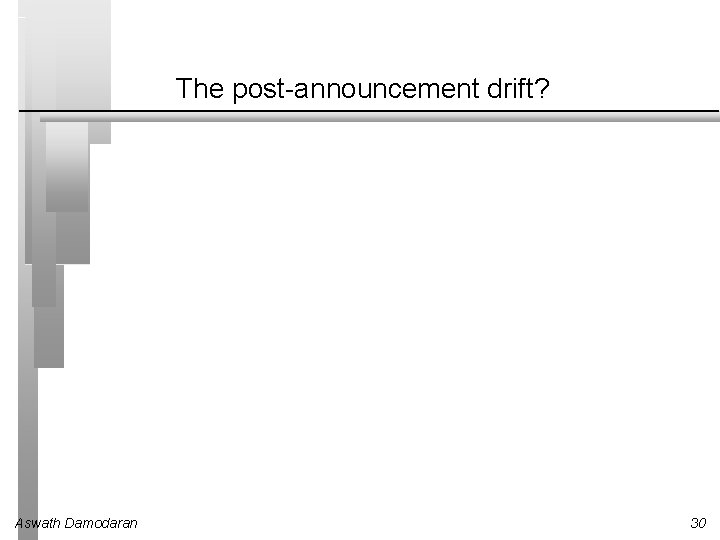 The post-announcement drift? Aswath Damodaran 30 