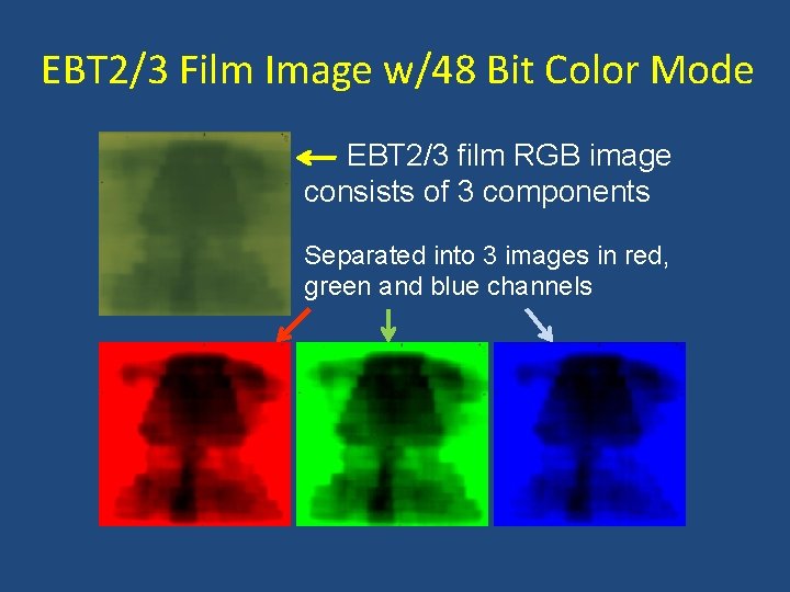 EBT 2/3 Film Image w/48 Bit Color Mode EBT 2/3 film RGB image consists