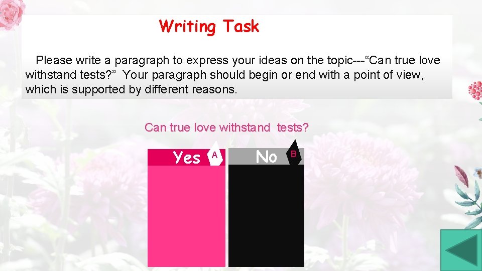 Writing Task Please write a paragraph to express your ideas on the topic---“Can true