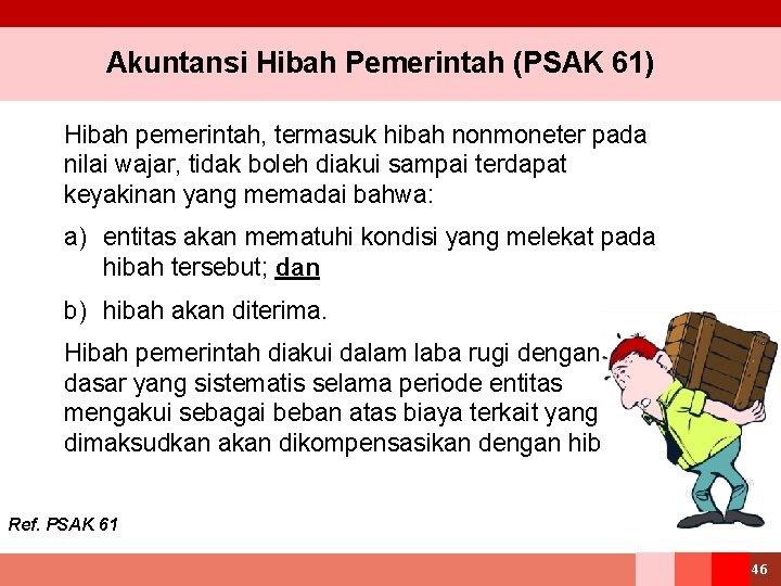 Akuntansi Hibah Pemerintah (PSAK 61) Hibah pemerintah, termasuk hibah nonmoneter pada nilai wajar, tidak