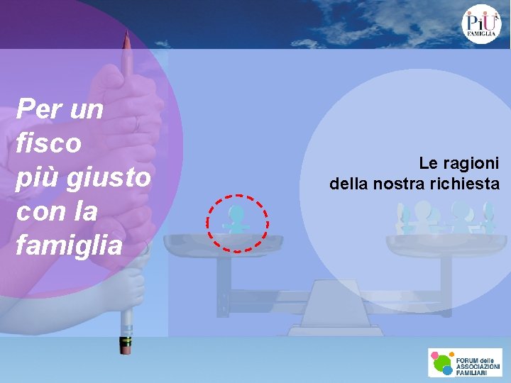 Per un fisco più giusto con la famiglia Le ragioni della nostra richiesta 