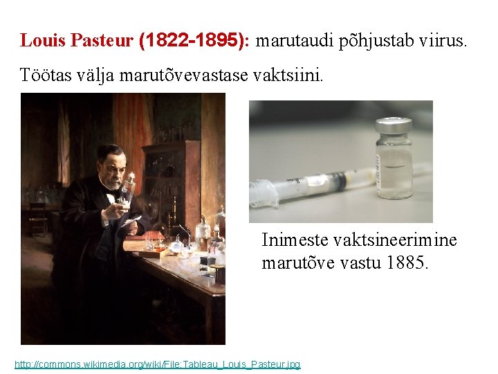Louis Pasteur (1822 -1895): marutaudi põhjustab viirus. Töötas välja marutõvevastase vaktsiini. Inimeste vaktsineerimine marutõve