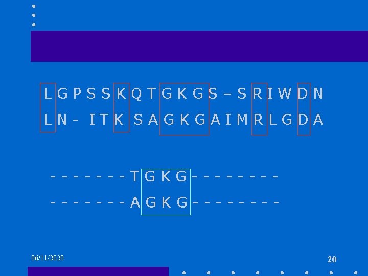 LGPSSKQTGKGS–SRIWDN LN- ITK SAGKGAIMRLGDA -------TGKG-------AGKG---- 06/11/2020 20 
