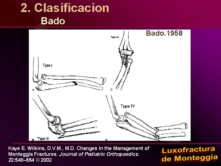 2. Clasificacion Bado. 1958 Kaye E. Wilkins, D. V. M. , M. D. Changes