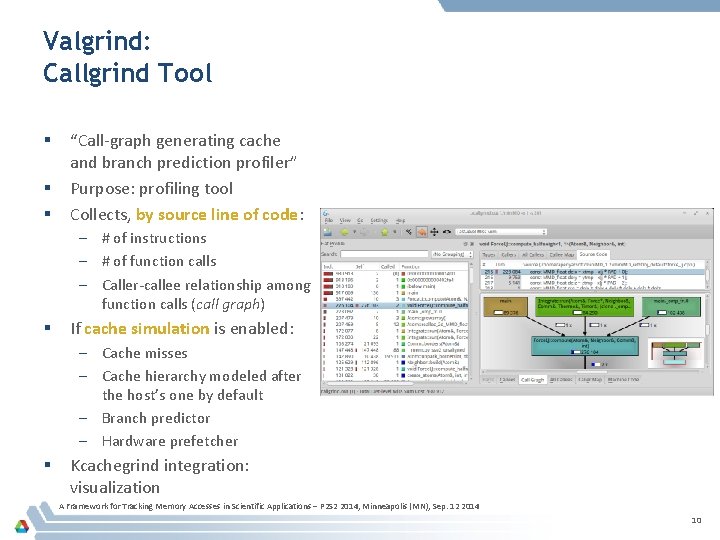 Valgrind: Callgrind Tool § § § “Call-graph generating cache and branch prediction profiler” Purpose: Valgrind: Callgrind Tool § § § “Call-graph generating cache and branch prediction profiler” Purpose: