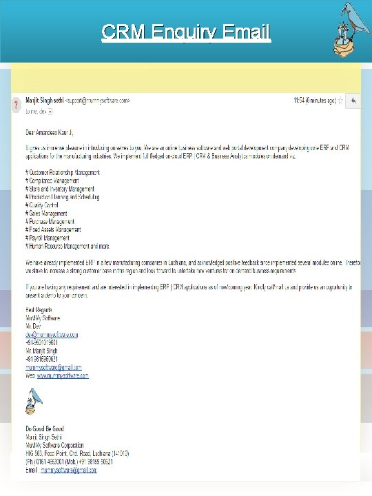 CRM Enquiry Email 