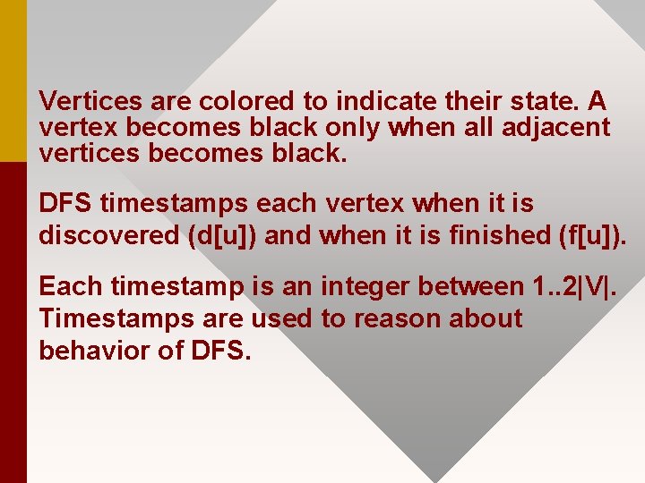 Vertices are colored to indicate their state. A vertex becomes black only when all