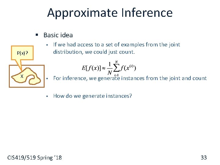 Approximate Inference § Basic idea § If we had access to a set of