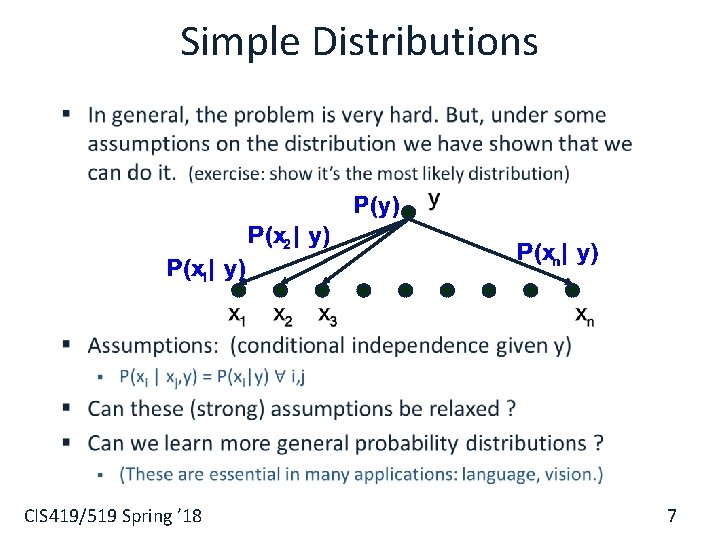 Simple Distributions § CIS 419/519 Spring ’ 18 7 