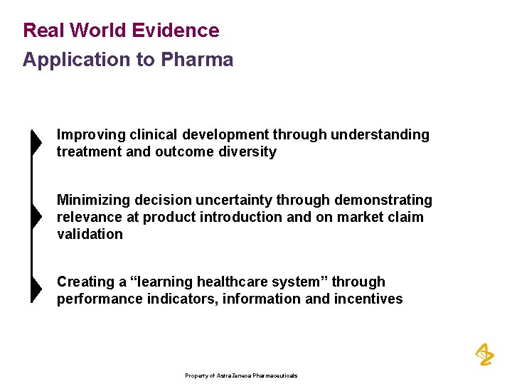 Real World Evidence Application to Pharma Improving clinical development through understanding treatment and outcome