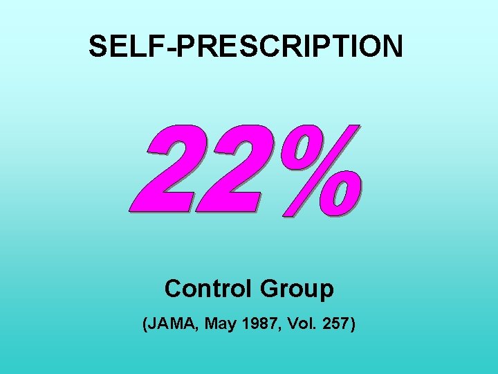 SELF-PRESCRIPTION Control Group (JAMA, May 1987, Vol. 257) 
