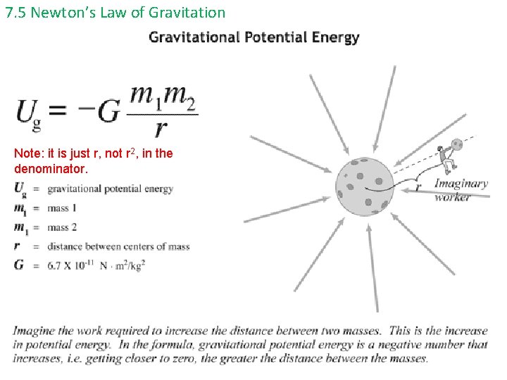 7. 5 Newton’s Law of Gravitation Note: it is just r, not r 2,