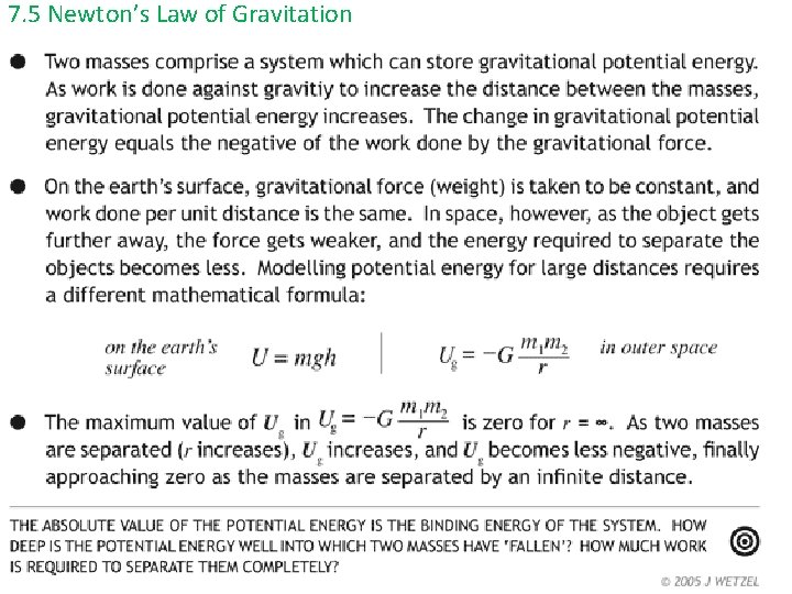 7. 5 Newton’s Law of Gravitation 