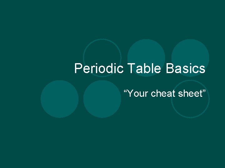 Periodic Table Basics “Your cheat sheet” 
