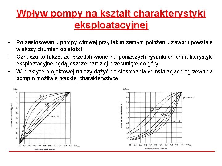 Wpływ pompy na kształt charakterystyki eksploatacyjnej • • • Po zastosowaniu pompy wirowej przy Wpływ pompy na kształt charakterystyki eksploatacyjnej • • • Po zastosowaniu pompy wirowej przy
