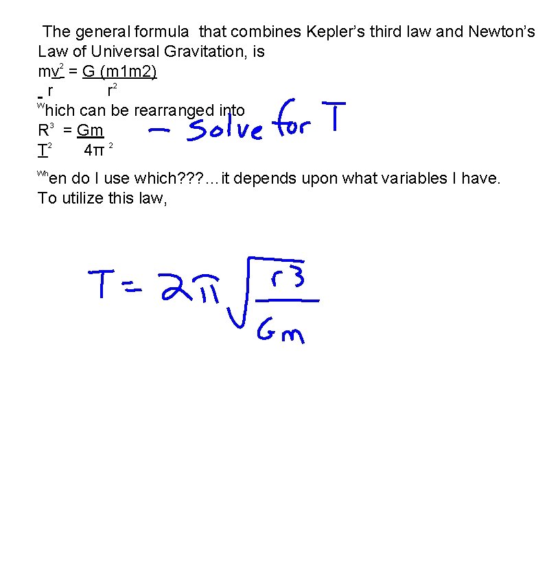 The general formula that combines Kepler’s third law and Newton’s Law of Universal Gravitation,