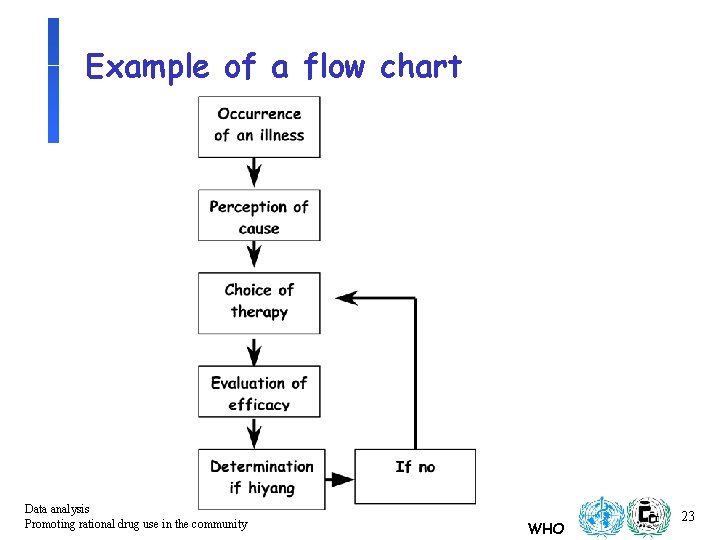 Example of a flow chart Data analysis Promoting rational drug use in the community