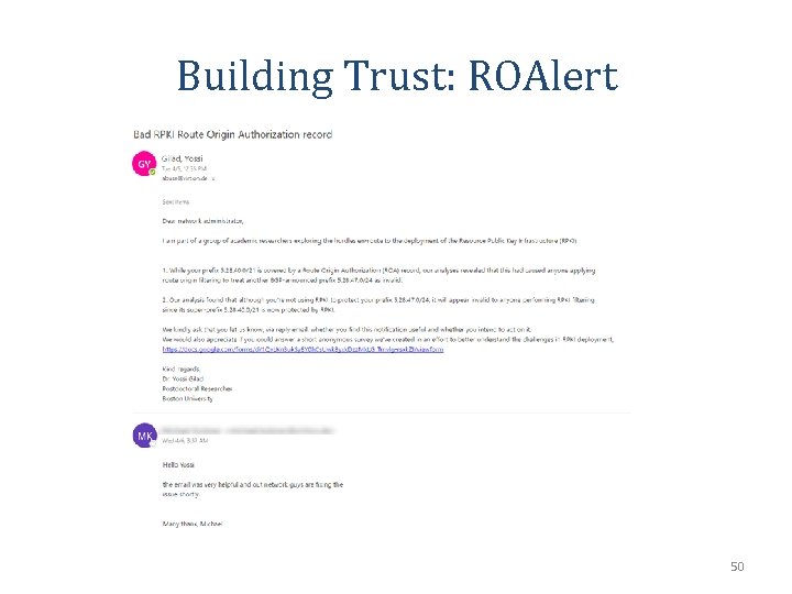 Building Trust: ROAlert 50 