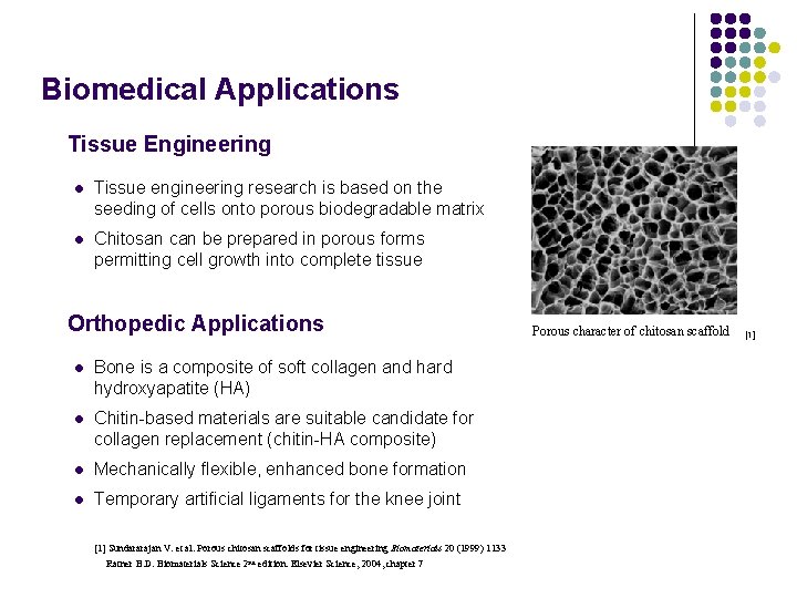 Biomedical Applications Tissue Engineering l Tissue engineering research is based on the seeding of