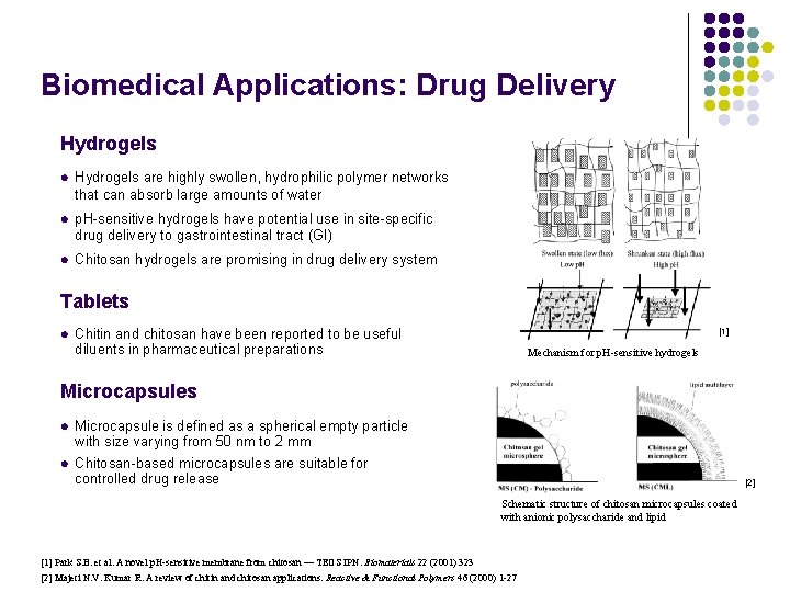 Biomedical Applications: Drug Delivery Hydrogels l Hydrogels are highly swollen, hydrophilic polymer networks that