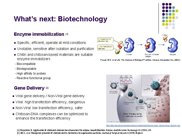 What’s next: Biotechnology Enzyme immobilization [1] l Specific, efficient, operate at mild conditions l