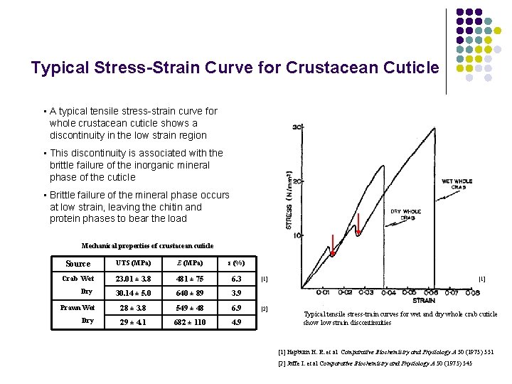 Typical Stress-Strain Curve for Crustacean Cuticle • A typical tensile stress-strain curve for whole