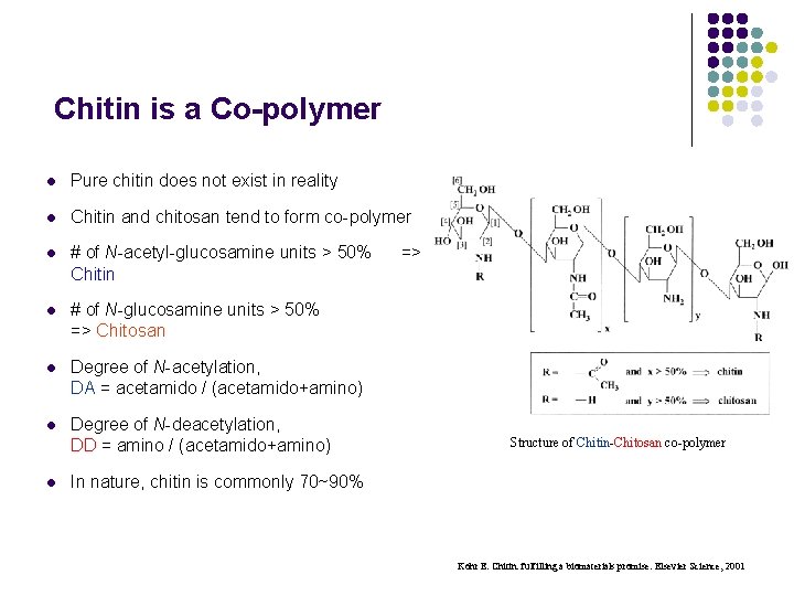Chitin is a Co-polymer l Pure chitin does not exist in reality l Chitin