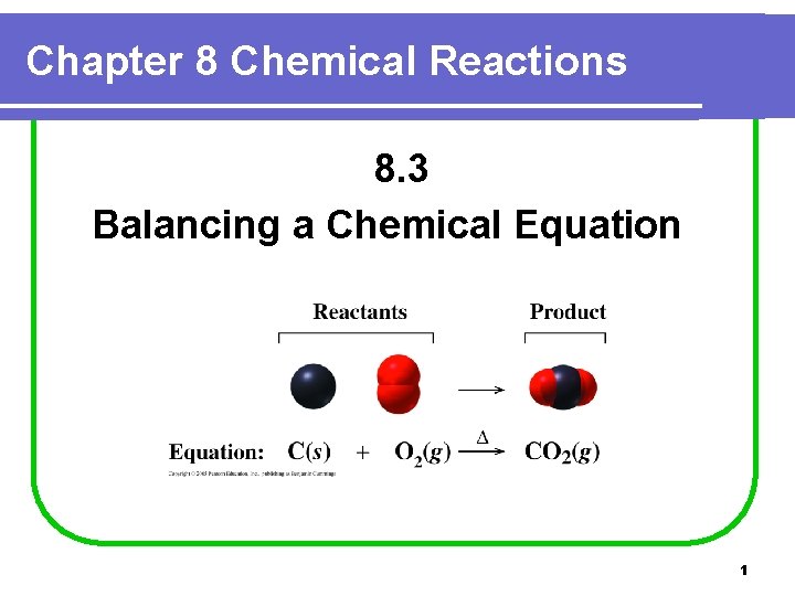 Chapter 8 Chemical Reactions 8. 3 Balancing a Chemical Equation 1 