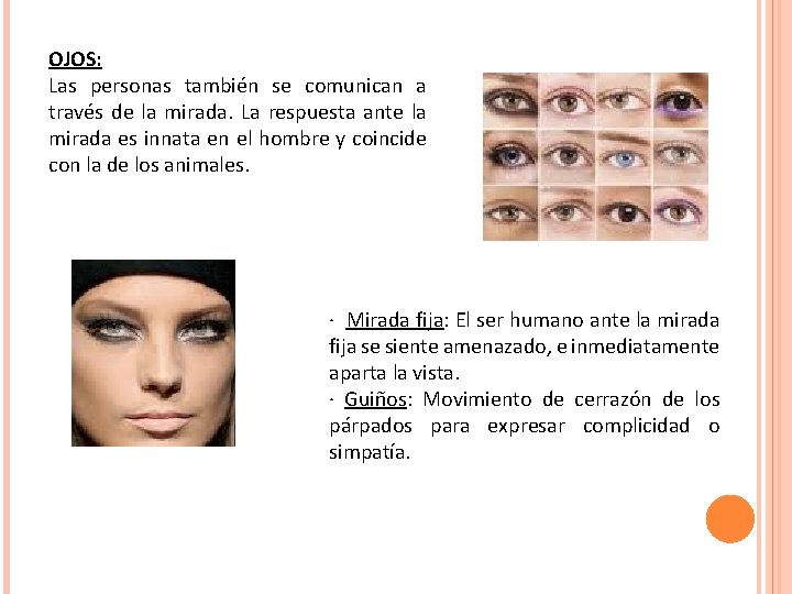 OJOS: Las personas también se comunican a través de la mirada. La respuesta ante OJOS: Las personas también se comunican a través de la mirada. La respuesta ante