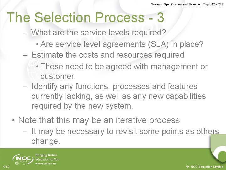 Systems Specification and Selection Topic 12 - 12. 7 The Selection Process - 3