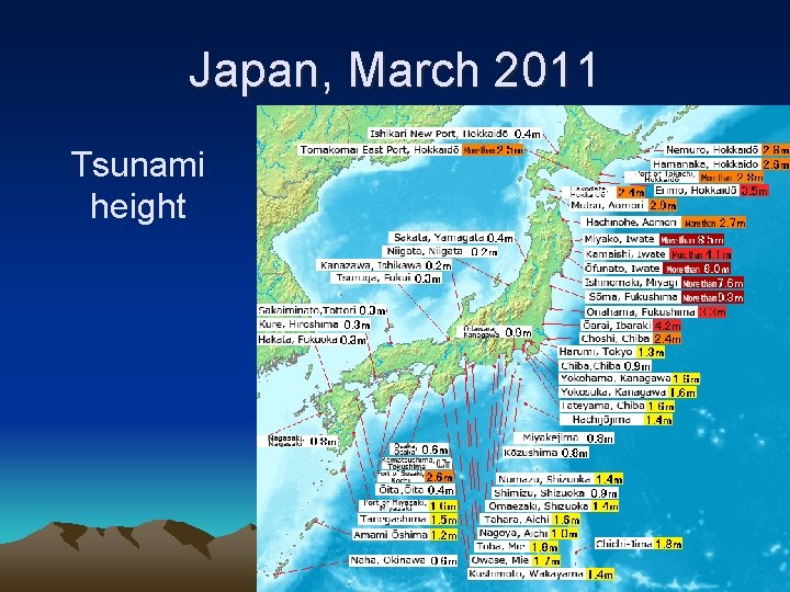 Japan, March 2011 Tsunami height 69 