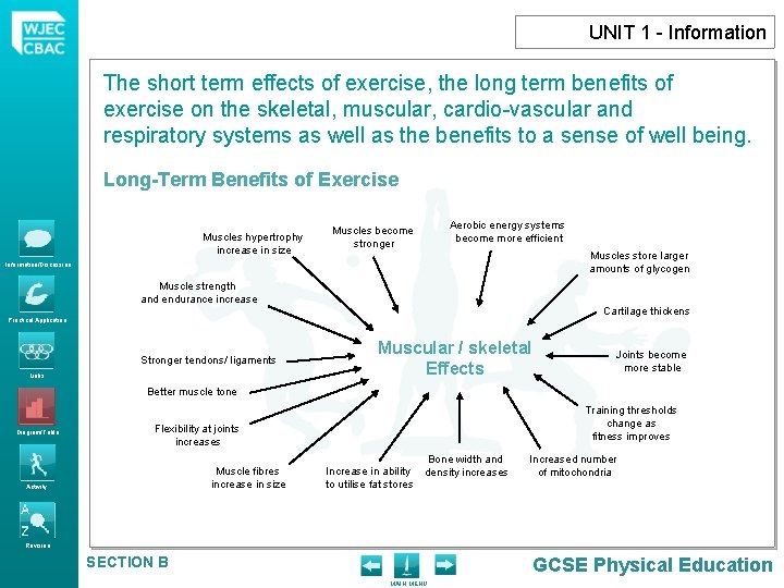 UNIT 1 - Information The short term effects of exercise, the long term benefits