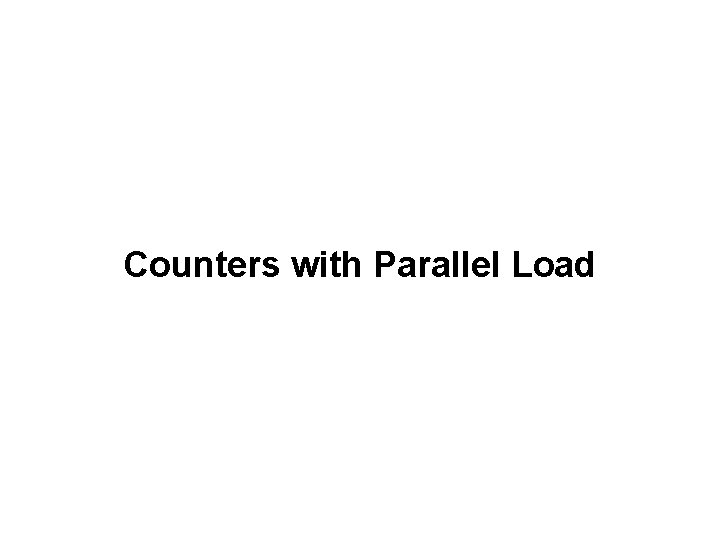 Counters with Parallel Load 