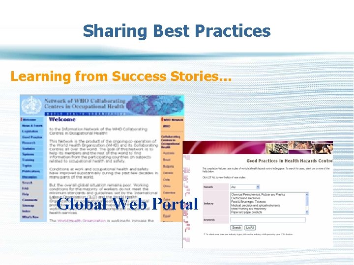 Sharing Best Practices Learning from Success Stories… Global Web Portal 