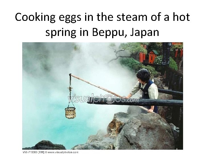 Cooking eggs in the steam of a hot spring in Beppu, Japan 