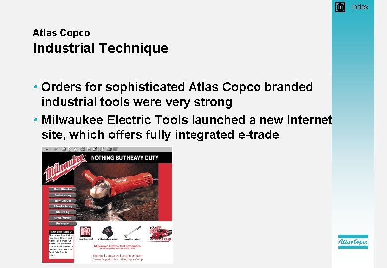  • Index Atlas Copco Industrial Technique • Orders for sophisticated Atlas Copco branded