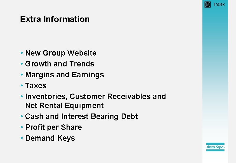  • Index Extra Information • New Group Website • Growth and Trends •