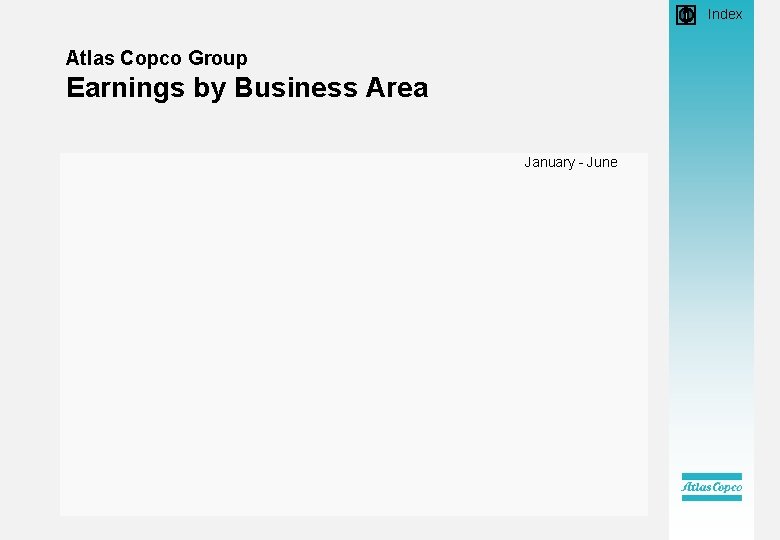  • Index Atlas Copco Group Earnings by Business Area January - June 