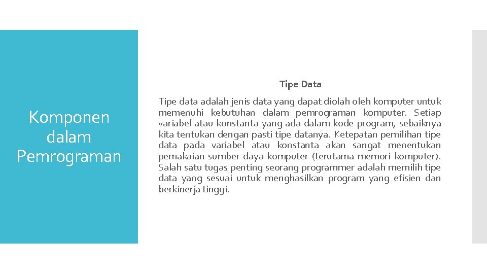 Pemrograman Dasar Tipe Data Variabel Fikri Mahmudi 181401028