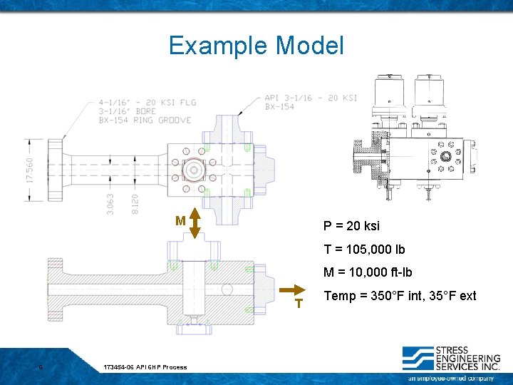 Example Model M P = 20 ksi T = 105, 000 lb M =