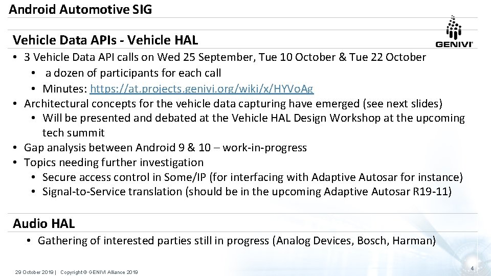 Android Automotive SIG Vehicle Data APIs - Vehicle HAL • 3 Vehicle Data API