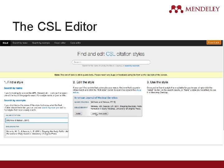 The CSL Editor 