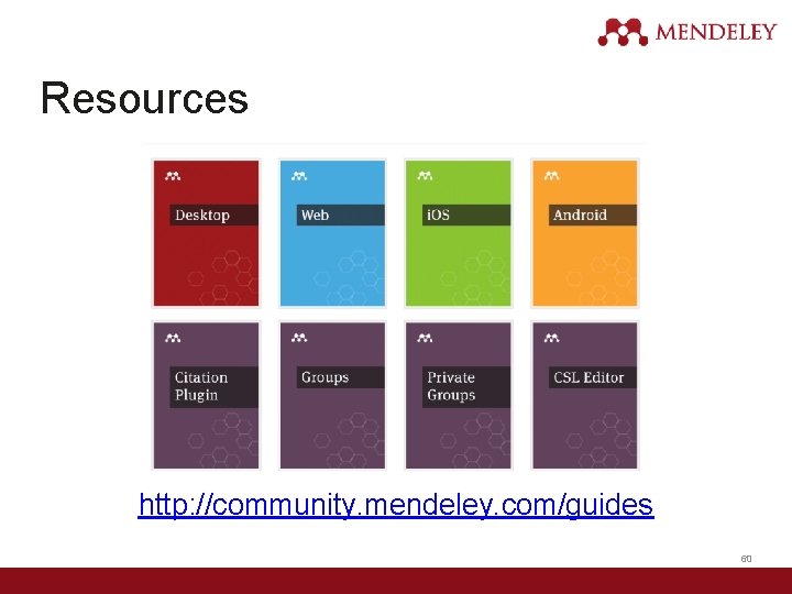 Resources http: //community. mendeley. com/guides 60 