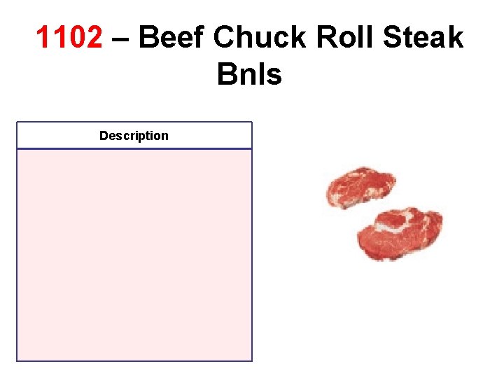 1102 – Beef Chuck Roll Steak Bnls Description 1102 – Beef Chuck Roll Steak Bnls Description