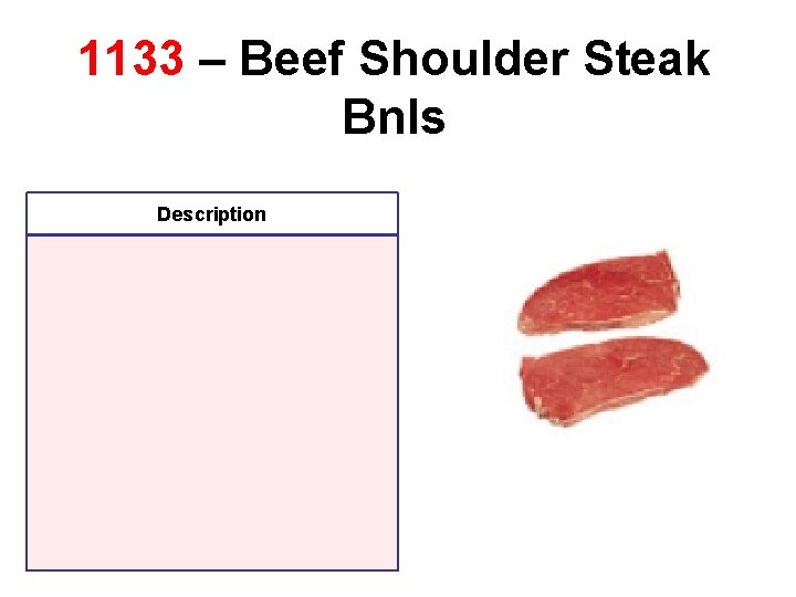1133 – Beef Shoulder Steak Bnls Description 1133 – Beef Shoulder Steak Bnls Description