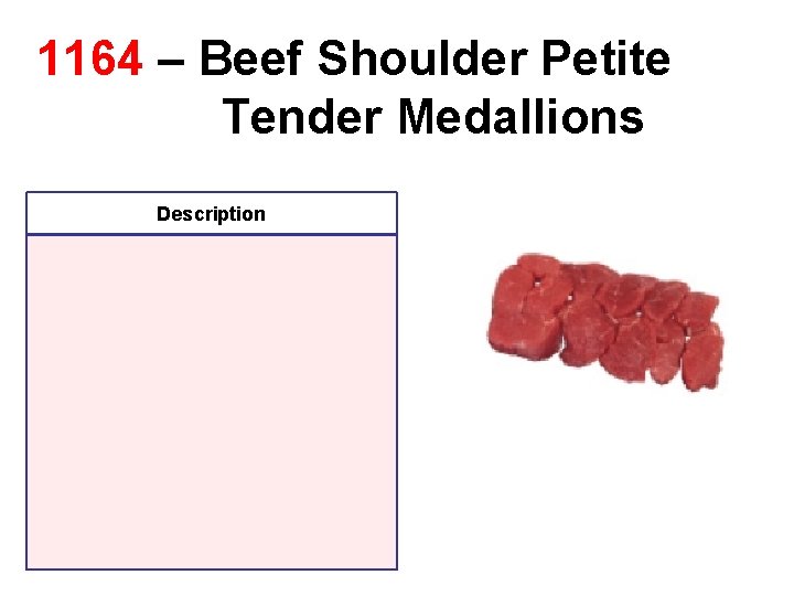 1164 – Beef Shoulder Petite Tender Medallions Description 1164 – Beef Shoulder Petite Tender Medallions Description