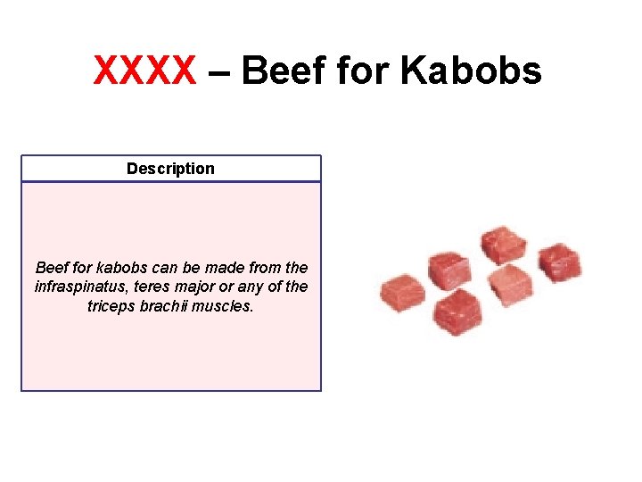 XXXX – Beef for Kabobs Description Beef for kabobs can be made from the XXXX – Beef for Kabobs Description Beef for kabobs can be made from the